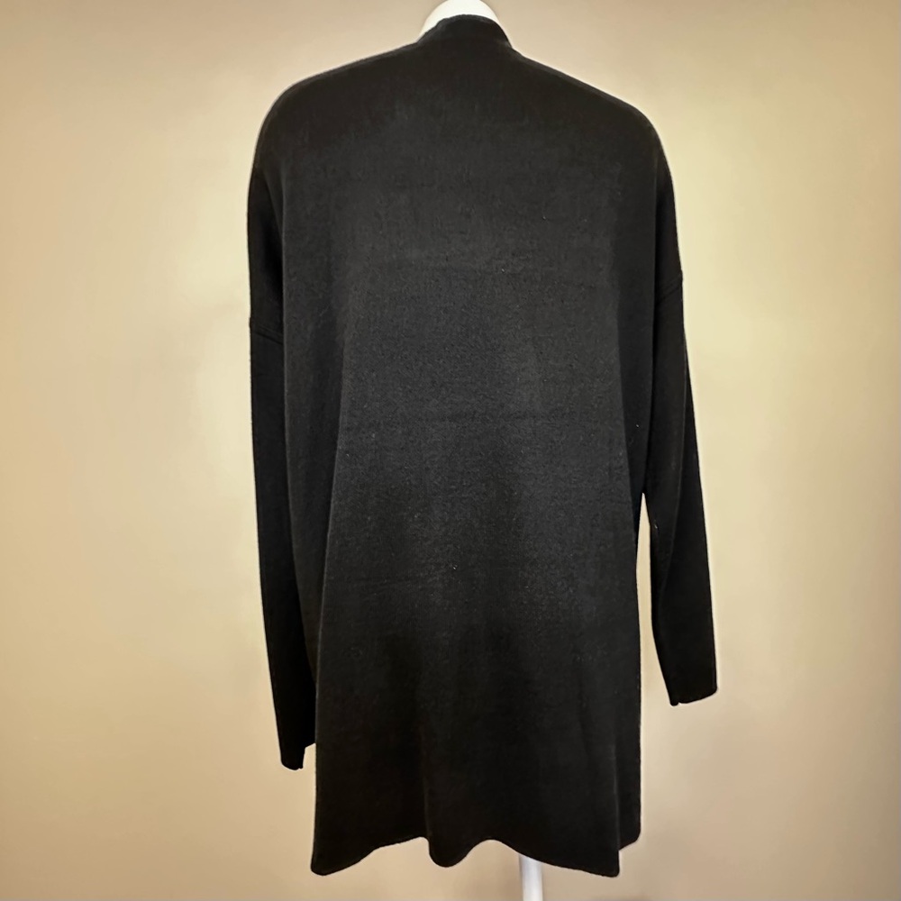 Eileen Fisher Silk & Organic Cotton Cascading Cardigan Black/Clay XL - Picture 5 of 9